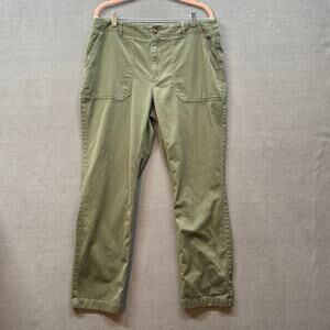LL Bean Favorite Fit Pants Womens 14 Reg Green Casual Cotton Stretch Pockets